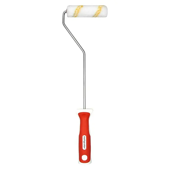 swingcolor Premium Farbroller 2K - Breite Walze: 10 cm, Bügelstärke: 6 mm, Bügellänge: 27 cm - Farbtupfer leicht gemacht! Der kompakte Farbroller mit rotem Griff für präzise Anstriche und kreative Projekte.