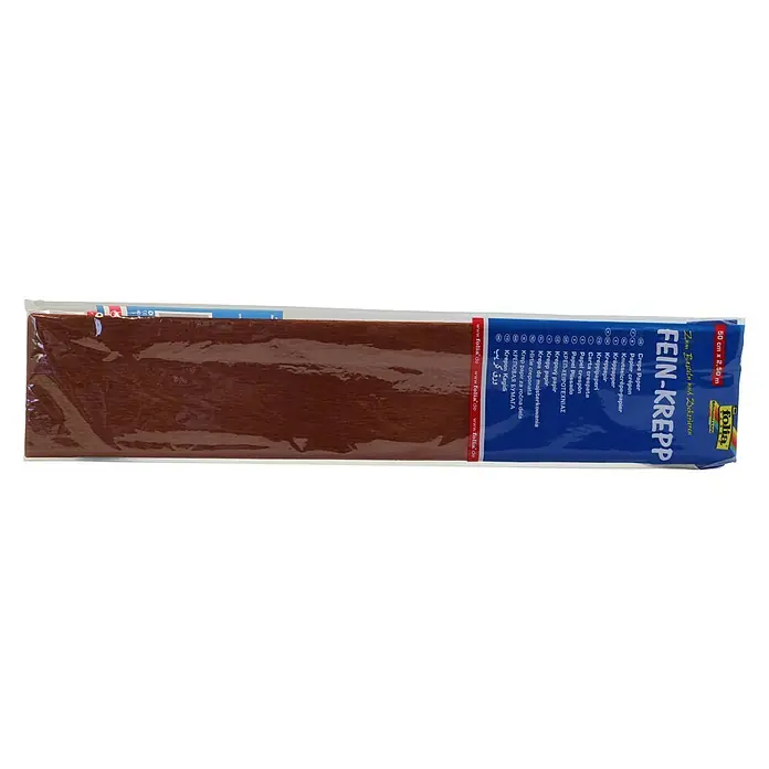 Krepppapier - Braun, 2,5 m x 50 cm - Fein-Krepp Papier in Braun, ideal zum Basteln und Dekorieren. Die feine Struktur macht es vielseitig einsetzbar.
