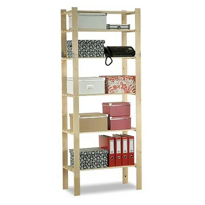 Proregal Holzregal PINEPEAK - H x B x T: 200 x 80 x 38 cm, Anzahl Böden: 6 Stk., Schrauben, Natur