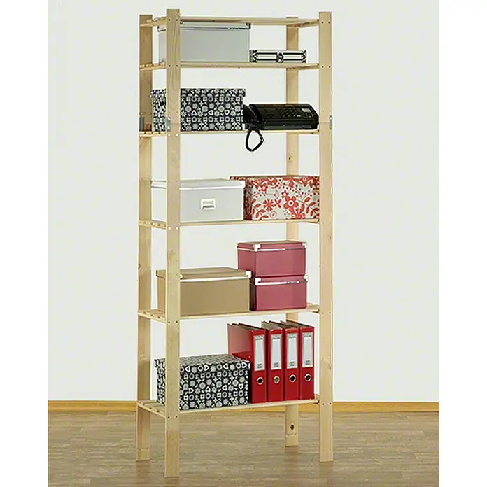 Proregal Holzregal PINEPEAK - H x B x T: 200 x 80 x 38 cm, Anzahl Böden: 6 Stk., Schrauben, Natur