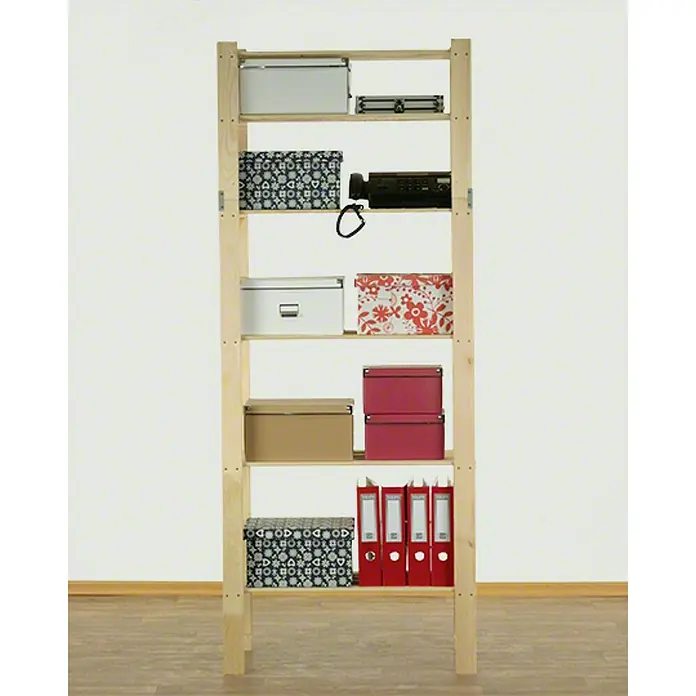 Proregal Holzregal PINEPEAK - H x B x T: 200 x 80 x 38 cm, Anzahl Böden: 6 Stk., Schrauben, Natur