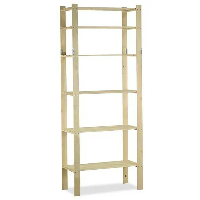 Proregal Holzregal PINEPEAK - H x B x T: 200 x 80 x 38 cm, Anzahl Böden: 6 Stk., Schrauben, Natur