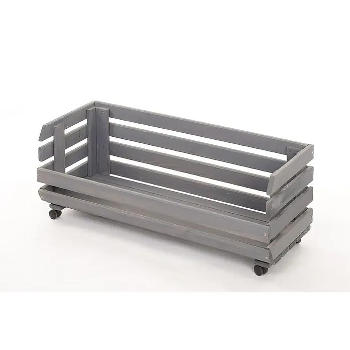 Proregal Holzregal Gemüseregal VeggieRoll mit Rollen - Anzahl Böden: 1 Stk., Schrauben, Grau