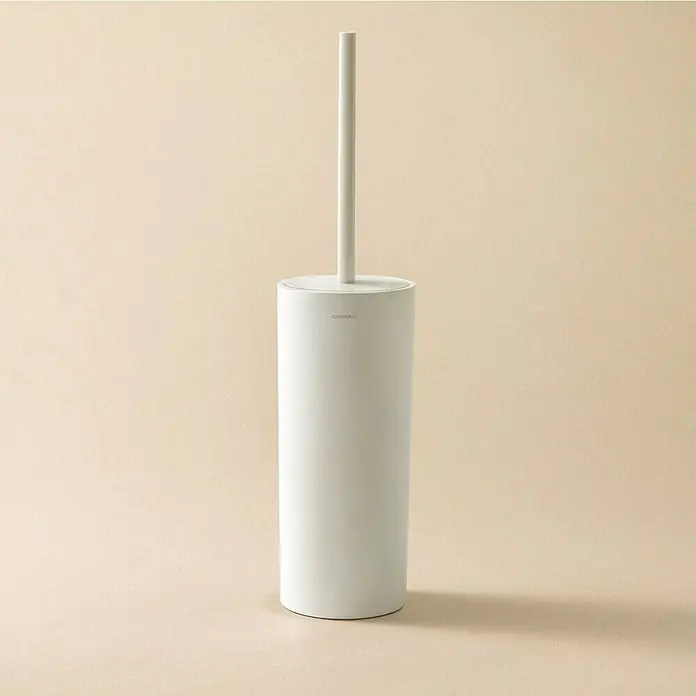 Cosmic Escobillero Dual Start - Altura: 37 cm, Acero, Blanco - Elegante escobilla de baño blanca. Diseño minimalista, perfecto para baños modernos. La escobilla se guarda de forma limpia y discreta.