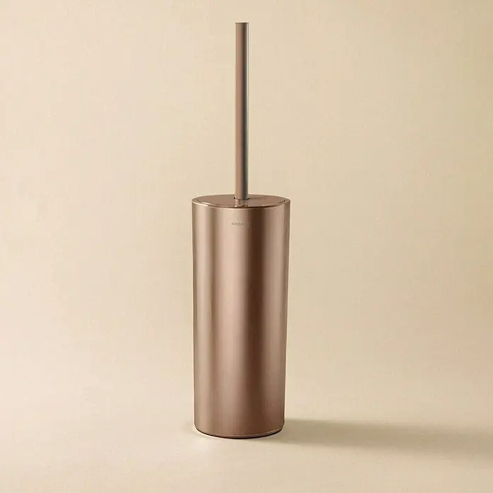 Cosmic Escobillero Dual Start - Altura: 37 cm, Acero, Cobre - Un elegante escobillero de baño color bronce con soporte. El accesorio de baño tiene un diseño sencillo y elegante.