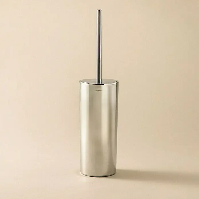Cosmic Escobillero Dual Start - Altura: 37 cm, Acero, Cromo - Elegante juego de escobilla de baño de acero inoxidable con mango esbelto y diseño moderno, ideal para cualquier baño.