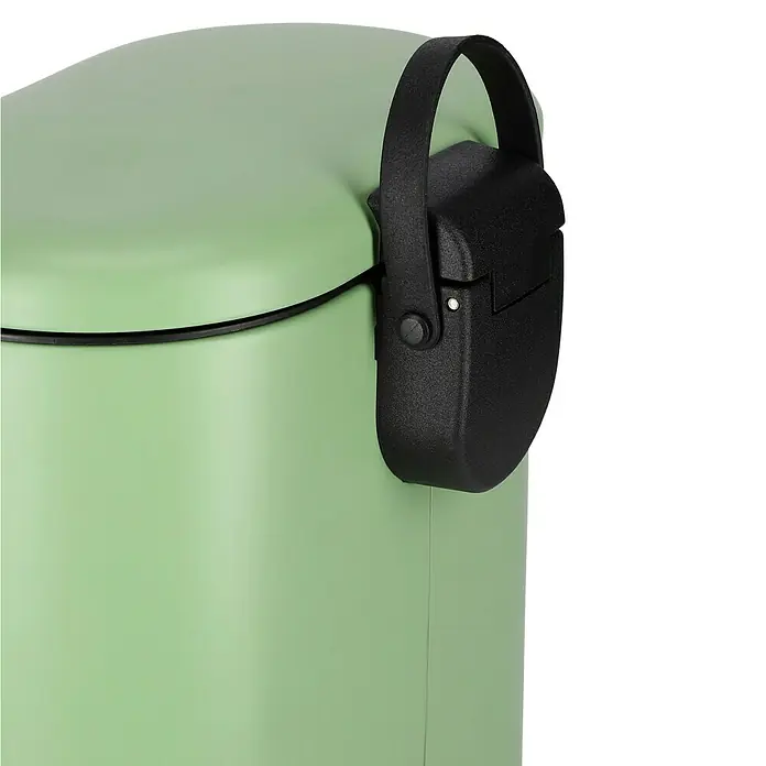 Camargue Kosmetikeimer - 3 l, Kunststoff, Mint - Detailaufnahme eines mintgrünen Abfalleimers mit schwarzem Griff, der die praktische Funktionalität und das moderne Design hervorhebt.