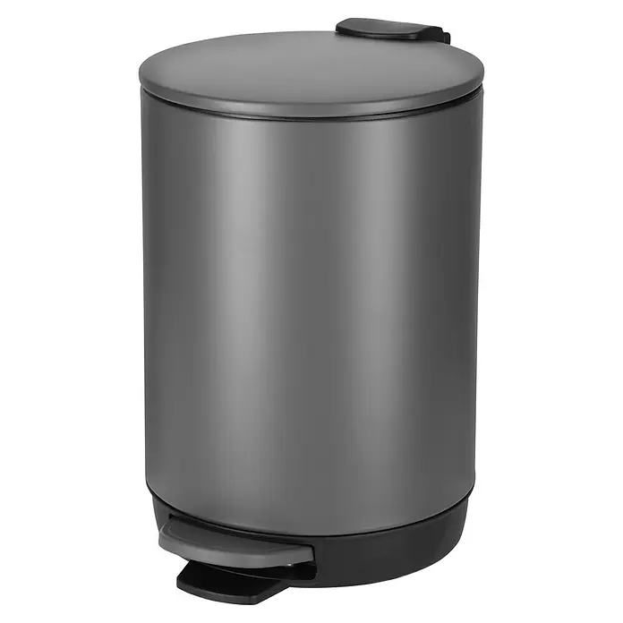 Camargue Kosmetikeimer - 3 l, Kunststoff, Mattgrau - Grauer Treteimer mit Deckel und Fußpedal. Ideal für Bad oder Küche, bietet er eine hygienische und komfortable Abfallentsorgung.