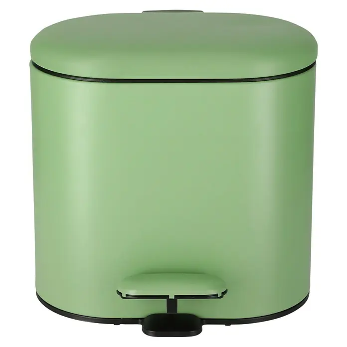 Camargue Kosmetikeimer - 3 l, Kunststoff, Mint - Ein mintgrüner Treteimer mit schwarzem Rand und Pedal für das Badezimmer oder die Küche. Praktisch und stilvoll.