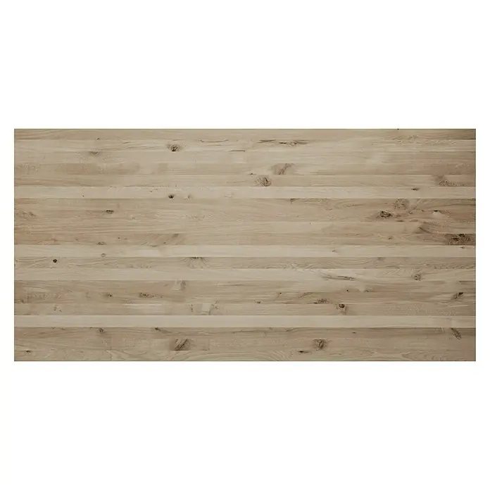 Leimholzplatte Wildeiche - Eiche, Qualitätsstufe Leimholzplatte: B/C, 2.400 x 1.210 x 19 mm - Diese helle Holzplatte in Esche-Optik ist robust und vielseitig einsetzbar. Ideal für Möbelbau und Innenausbau, überzeugt durch natürliche Maserung.