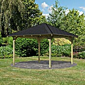 Karibu Pavillon Granada Set (377 x 377 cm, Schwarz, Natur)