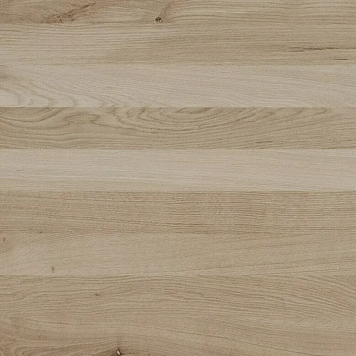 Leimholzplatte Wildeiche - Eiche, Qualitätsstufe Leimholzplatte: B/C, 1.800 x 1.210 x 19 mm - Nahaufnahme einer hellen Holzplatte mit einer dezenten Maserung, ideal für Möbeloberflächen oder den Innenausbau.