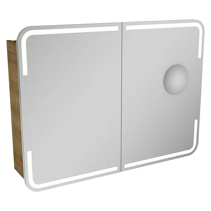 Camargue Stella LED-Spiegelschrank - B x H: 100 x 73,7 cm, Holz, Berg Eiche, Mit Beleuchtung, Kantenausführung Tür: Abgerundet - Eleganter Spiegelschrank mit LED-Beleuchtung. Der Badezimmerschrank bietet viel Stauraum und modernes Design für Ihr Bad.