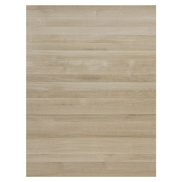 Leimholzplatte - Eiche, Qualitätsstufe Leimholzplatte: A/B, 900 x 1.210 x 26 mm - Nahaufnahme eines hellen Eichenholzfußbodens, der die Maserung und Textur des Holzes hervorhebt.