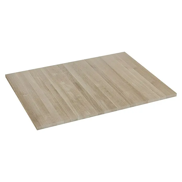 Leimholzplatte - Eiche, Qualitätsstufe Leimholzplatte: A/B, 900 x 1.210 x 26 mm - Holzplatte mit hellbrauner Maserung, ideal für Möbelbau und Innenausbau. Die Platte ist robust und vielseitig einsetzbar.