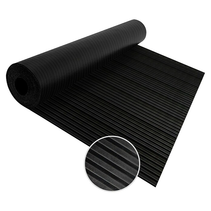 Floordirekt Läufer Breit gerippt (400 x 100 x 0,3 cm, Schwarz) | BAUHAUS