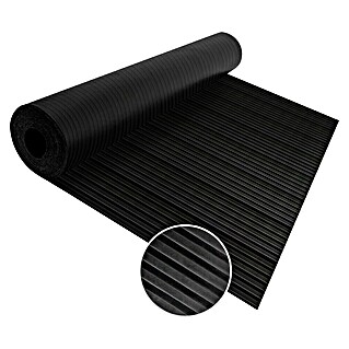 Floordirekt Läufer Breit gerippt (200 x 120 x 0,3 cm, Schwarz)