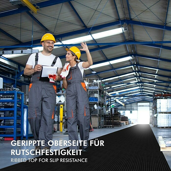 Floordirekt Läufer Breit gerippt (350 x 100 x 0,6 cm, Schwarz) | BAUHAUS