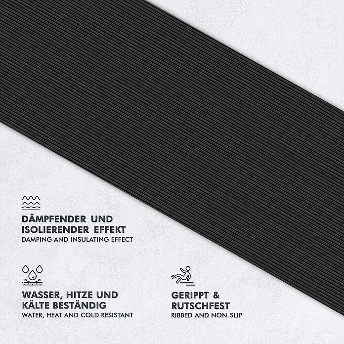 Floordirekt Läufer Breit gerippt (350 x 100 x 0,6 cm, Schwarz) | BAUHAUS