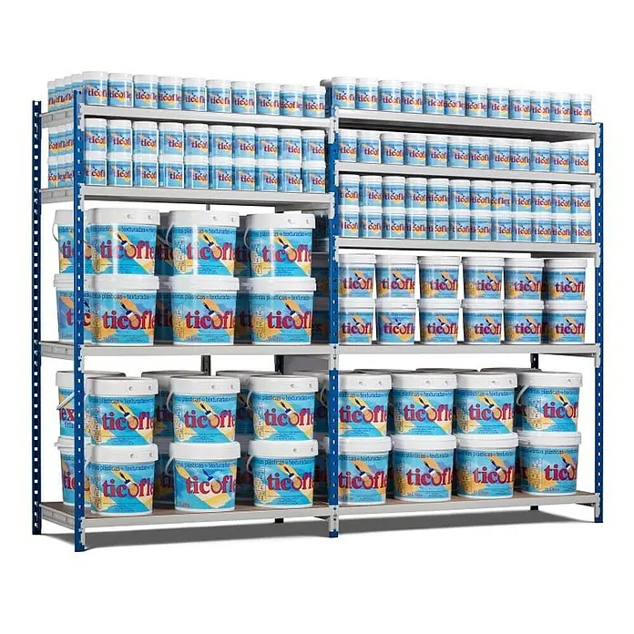 Proregal Metallregal MAXIMUS - H x B x T: 200 x 125 x 30 cm, Traglast pro Boden: 114 kg, Anzahl Böden: 5 Stk., Stecken, Lichtblau/Lichtgrau