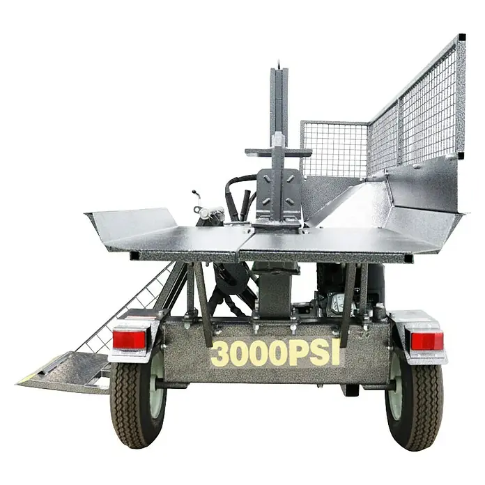 HZC Power Holzspalter HS30999 - Motorleistung: 6,5 PS, 30 kg, Max. Spaltgutlänge: 570 mm - Abgebildeter Holzspalter mit der Aufschrift 3000PSI. Dieses Gerät erleichtert das Spalten von Holzstämmen und Brennholz erheblich.