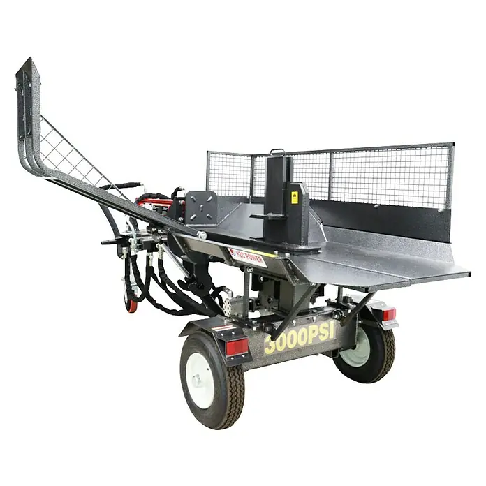 HZC Power Holzspalter HS30999 - Motorleistung: 6,5 PS, 30 kg, Max. Spaltgutlänge: 570 mm - Das Bild zeigt einen Holzspalter mit einem maximalen Druck von 3000 PSI, der zum effizienten Spalten von Brennholz verwendet wird.