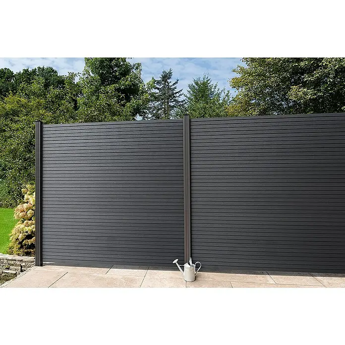 GartenLand Steckzaun-Element WPC Zaun Shadowline Musterstück - B x H: 20 x 18 cm, Deep Black, Verbundwerkstoff