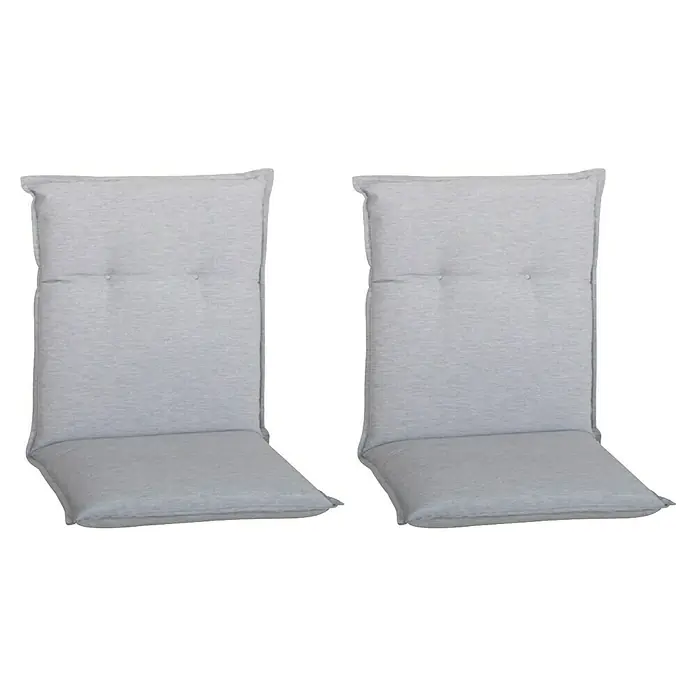 beo Gartenmöbel-Auflage Taipeh - Niederlehner, 2 Stk., L x B x H: 98 x 46 x 8 cm, Polyester, Grau - Zwei gepolsterte Hochlehner-Auflagen in Grau mit Knopfdetails, ideal für Gartenmöbel und Terrassen. Komfortable Sitzgelegenheit für den Außenbereich.