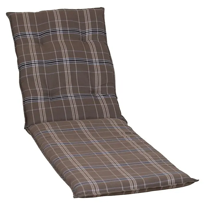 beo Gartenmöbel-Auflage Brilon - Liegenauflage, 1 Stk., L x B x H: 193 x 60 x 6 cm, Baumwolle, Polyester, Braun - Gepolsterte Gartenstuhlauflage mit braunem Karomuster. Eine bequeme und stilvolle Ergänzung für jeden Außenbereich, die zum Entspannen einlädt.