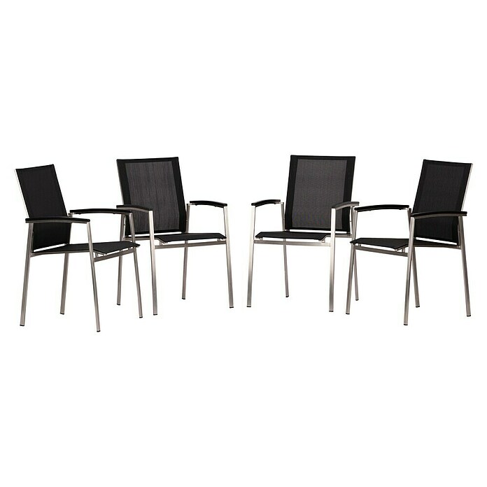 Acamp Stapelsessel Auris (4 Stk., Stapelbar, Schwarz/Silver, B x T x H: 55 x 60 x 90 cm) | BAUHAUS