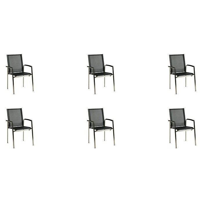 Acamp Stapelsessel Auris (6 Stk., Stapelbar, Schwarz/Silver, B x T x H: 55 x 60 x 90 cm) | BAUHAUS