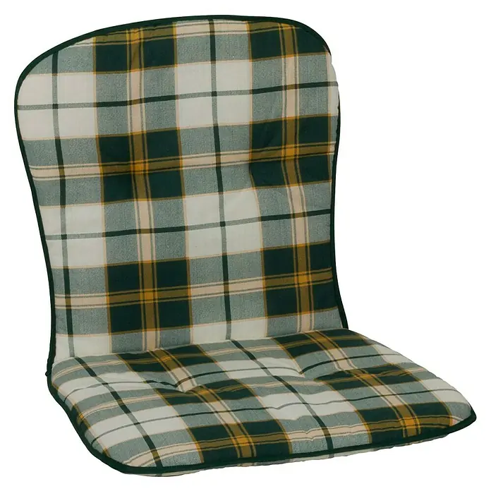 beo Gartenmöbel-Auflage Mono IIII - Niederlehner, 6 Stk., L x B x H: 80 x 44 x 4 cm, Baumwolle, Polyester - Gepolsterte Stuhlauflage mit grün-gelb kariertem Muster und komfortabler Polsterung für ein angenehmes Sitzerlebnis.