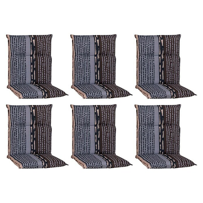 beo Gartenmöbel-Auflage Bangui (Niederlehner, 6 Stk., L x B x H: 101 x 50 x 6 cm, Baumwolle, Polyester, Grau/Braun gestreift) | BAUHAUS
