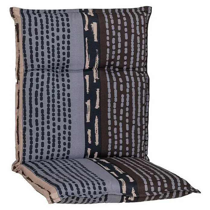 beo Gartenmöbel-Auflage Bangui - Niederlehner, 6 Stk., L x B x H: 101 x 50 x 6 cm, Baumwolle, Polyester, Schwarz/Blau - Dekoratives Bodenkissen mit Streifenmuster in Grau- und Brauntönen für entspanntes Sitzen im Innen- und Außenbereich.