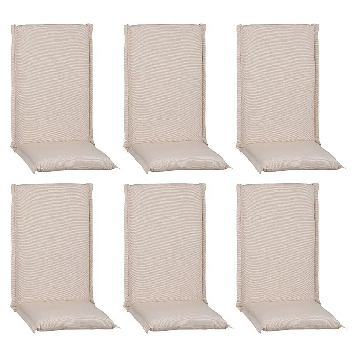 beo Gartenmöbel-Auflage Aurich - Hochlehner, 6 Stk., L x B x H: 120 x 52 x 8 cm, Baumwolle, Poylester, Beige - Sechs Gartenstuhlauflagen in neutralen Farbtönen, ideal für mehr Komfort und Stil im Außenbereich. Strapazierfähige Bezüge für lange Haltbarkeit.