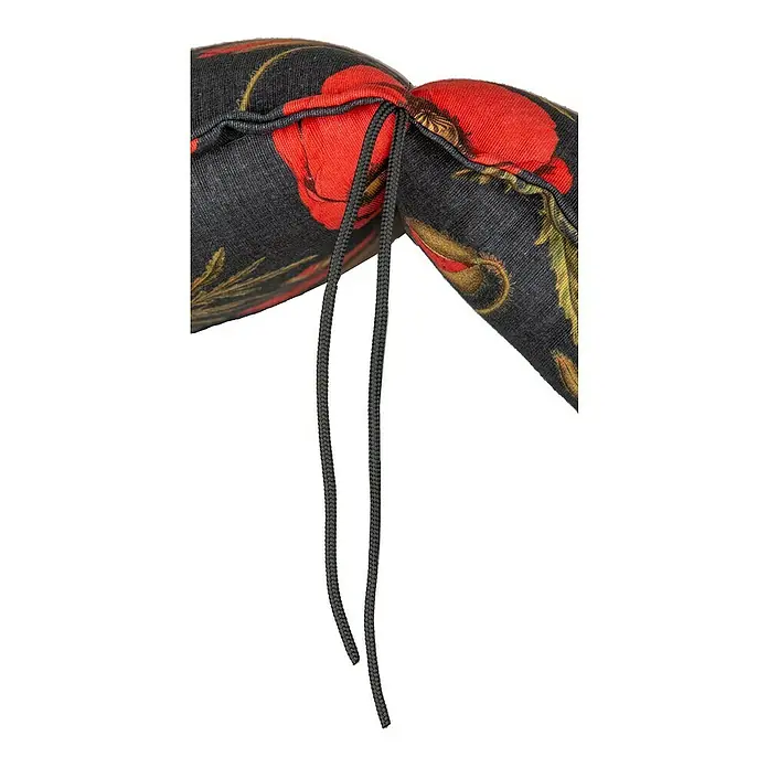 beo Gartenmöbel-Auflage Trondheim - Relaxsesselauflage, L x B x H: 171 x 46 x 8 cm, Baumwolle, Polyester, Rot/Schwarz - Ein Kissen mit einem roten Mohnblumenmuster und schwarzen Bändern, ein schönes Deko-Element für Ihr Zuhause.