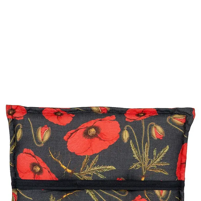 beo Gartenmöbel-Auflage Trondheim - Relaxsesselauflage, L x B x H: 171 x 46 x 8 cm, Baumwolle, Polyester, Rot/Schwarz - Elegante Clutch mit Mohnblumenmuster. Perfekt für den stilvollen Auftritt mit ihrem auffälligen Design und praktischen Details.