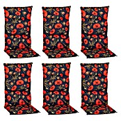 beo Gartenmöbel-Auflage Trondheim (Hochlehner, 6 Stk., L x B x H: 118 x 46 x 8 cm, 50% Baumwolle, 50% Polyester, Schwarz/Rot) | BAUHAUS