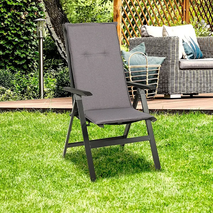 beo Gartenmöbel-Auflage Tanana - Hochlehner, 6 Stk., L x B x H: 118 x 46 x 8 cm, Baumwolle, Polyester, Schaumvlies, Grau - Dieser Gartenstuhl mit hoher Rückenlehne bietet Komfort und Stil für Ihren Außenbereich. Ideal zum Entspannen im Garten oder auf der Terrasse.