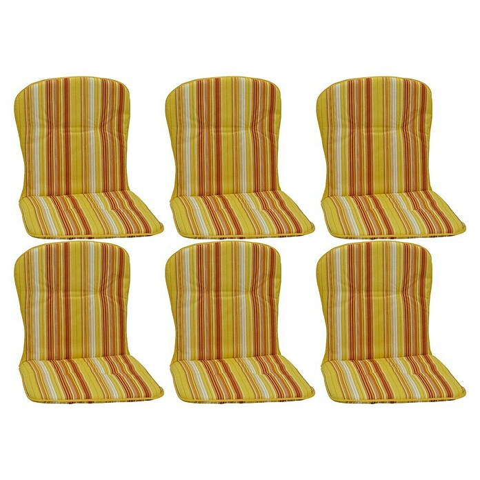 beo Gartenmöbel-Auflage Mono (Niederlehner, 6 Stk., L x B x H: 80 x 44 x 4 cm, 50% Baumwolle/50% Polyester, Gelb/Orange gestreift) | BAUHAUS
