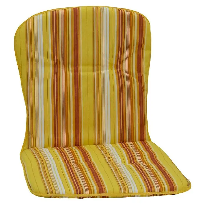 beo Gartenmöbel-Auflage Mono V - Niederlehner, 6 Stk., L x B x H: 80 x 44 x 4 cm, Baumwolle, Polyester - Gestreiftes Sitzkissen mit Rückenlehne. Gelbes und braunes Gartenstuhl-Sitzkissen mit vertikalen Streifenmuster für komfortables Sitzen im Freien.