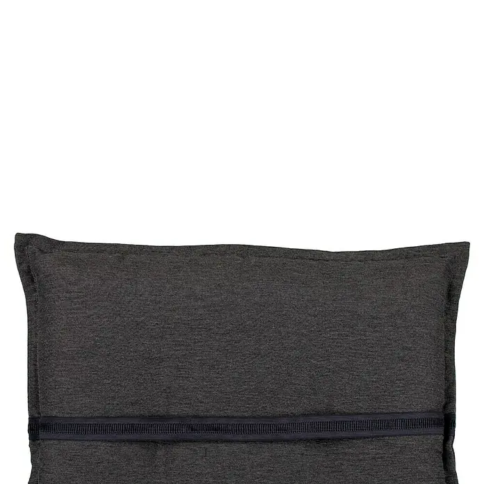 beo Gartenmöbel-Auflage Schwarz - Liegenauflage, 1 Stk., L x B x H: 191 x 58 x 8 cm, Baumwolle, Polyester - Nahaufnahme eines grauen, rechteckigen Kissens mit einem dunklen Band, das sich über die Mitte erstreckt.
