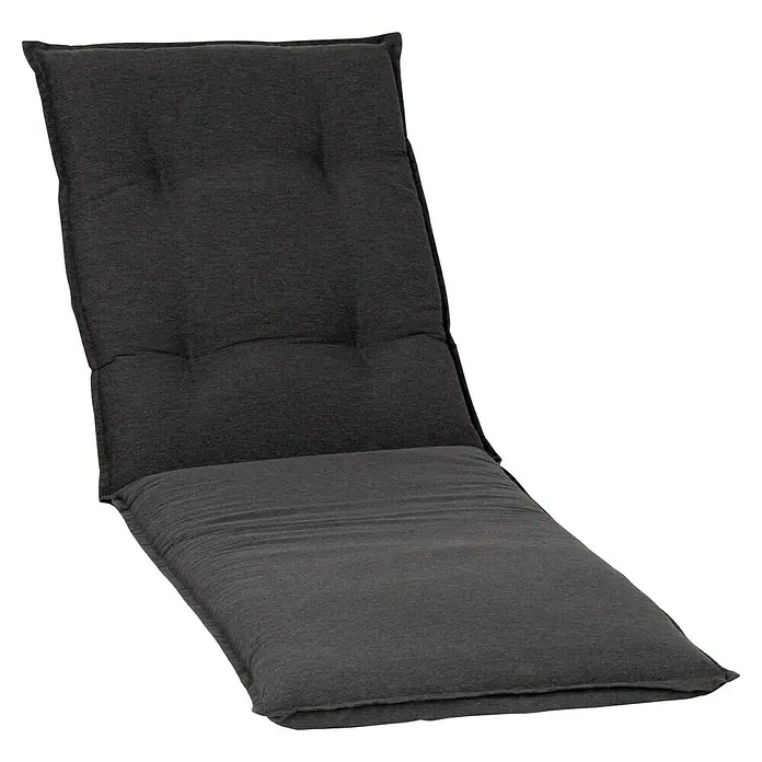beo Gartenmöbel-Auflage Schwarz - Liegenauflage, 1 Stk., L x B x H: 191 x 58 x 8 cm, Baumwolle, Polyester - Eine bequeme, dunkelgraue Liegenauflage mit Knöpfen für zusätzlichen Komfort und Stil. Ideal für entspannte Stunden im Freien.