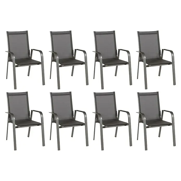 Acamp Stapelsessel Urban - 8 Stk., Aluminium, Acatex, Grau, B x T x H: 62 x 69 x 97 cm - Acht graue Terrassenstühle, die für den Außenbereich geeignet sind und eine komfortable und stilvolle Sitzgelegenheit bieten.