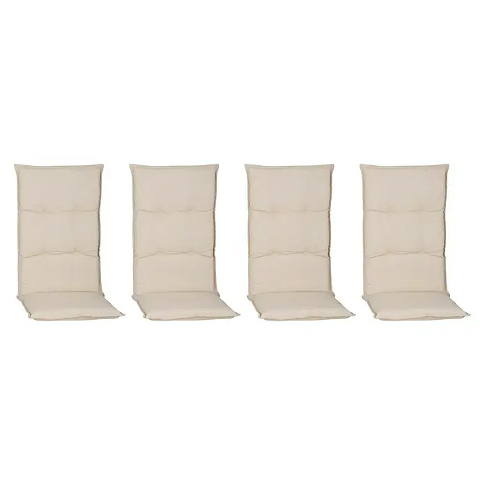 beo Gartenmöbel-Auflage Takume - Hochlehner, 4 Stk., L x B x H: 118 x 46 x 8 cm, Baumwolle, Polyester, Beige - Vier beige Gartenstuhlauflagen mit gestepptem Design. Ideal für Komfort und Stil im Außenbereich.