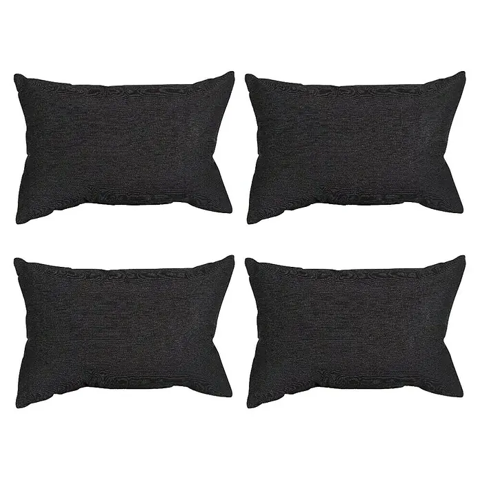 beo Rückenkissen - 4 Stk., 60 x 30 x 20 cm, Schwarz - Vier schwarze Sofakissen mit einer feinen Textur, arrangiert in einem symmetrischen Raster. Ideal für Wohnzimmer oder Schlafzimmer Dekor.