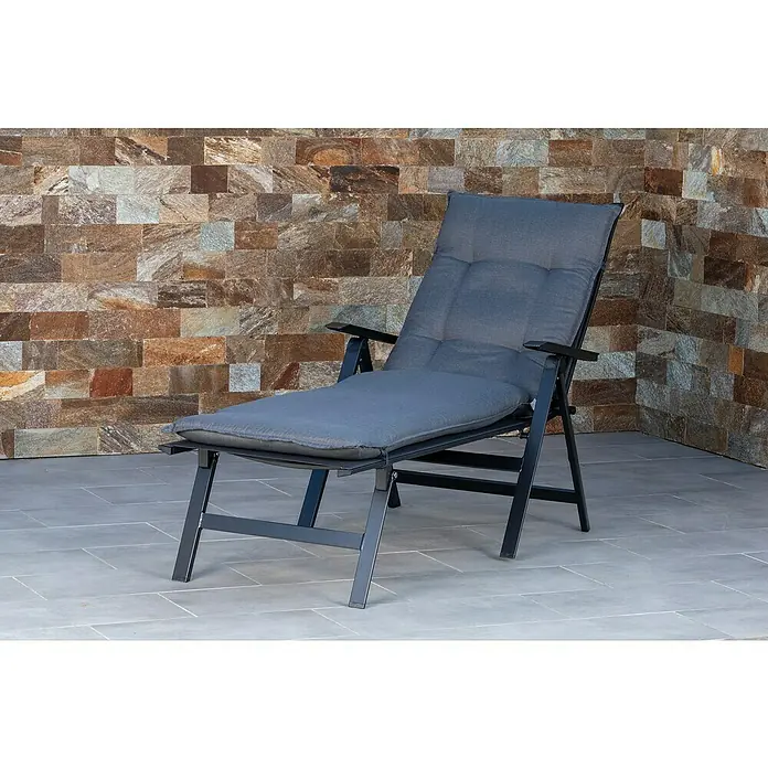 beo Gartenmöbel-Auflage Belsh - Liegenauflage, 1 Stk., L x B x H: 193 x 60 x 6 cm, Baumwolle, Polyester, Dunkelgrau - Bequemer grauer Liegestuhl mit verstellbarer Rückenlehne und Armlehnen, ideal für entspannte Stunden im Garten oder auf der Terrasse.