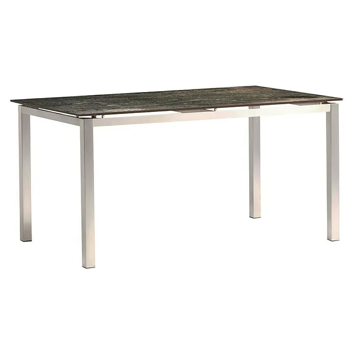 Acamp Gartenmöbel-Set Skye/Auris - 7 -tlg., Edelstahl, Polywood, HPL, Schwarz - Dieser Tisch mit grauer Platte und weißem Gestell ist eine stilvolle Ergänzung für jeden Raum. Das moderne Design ist vielseitig einsetzbar.