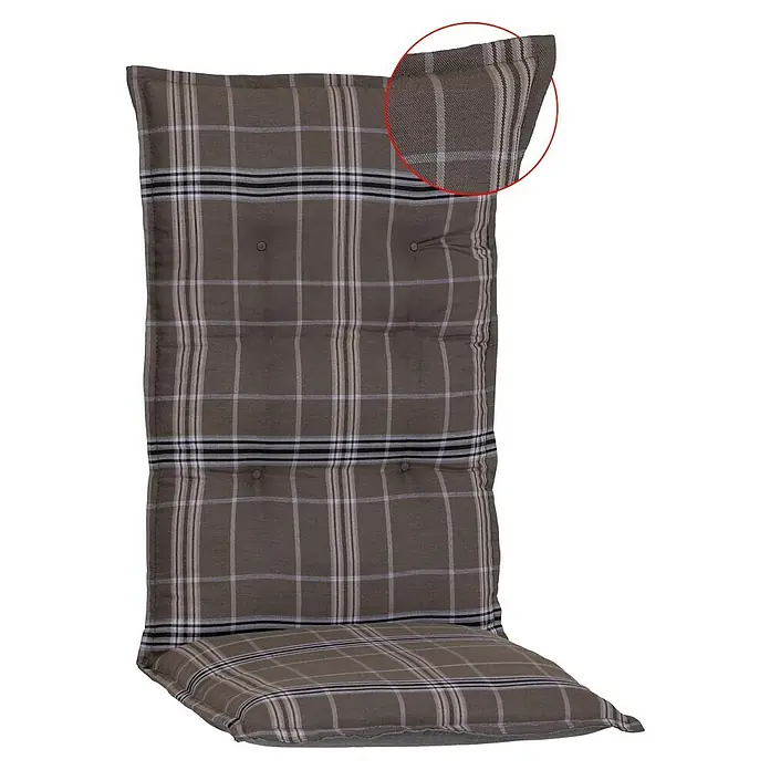 beo Gartenmöbel-Auflage Brilon - Hochlehner, 4 Stk., Baumwolle, Polyester, Braun - Gepolsterte Stuhlkissenauflage mit braunem Karomuster für zusätzlichen Komfort.
