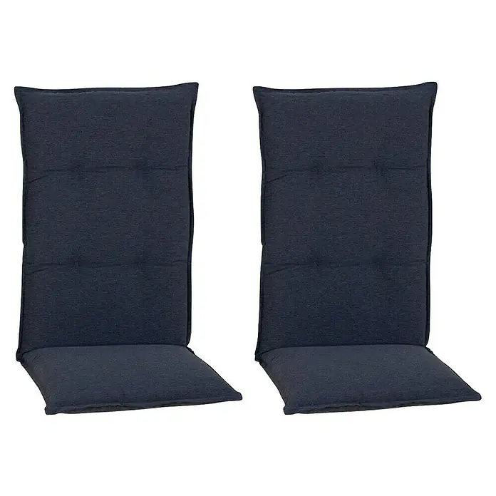 beo Gartenmöbel-Auflage Tartu - Hochlehner, 2 Stk., L x B x H: 118 x 46 x 8 cm, Dunkelgrau - Zwei marineblaue Stuhlkissen mit hoher Rückenlehne für Gartenmöbel, die Komfort und Stil im Außenbereich vereinen.